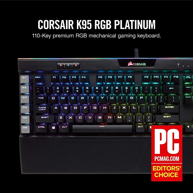 Corsair k95 rgb mechanical gaming keyboard-usb passthrough-cherry mx speed- black