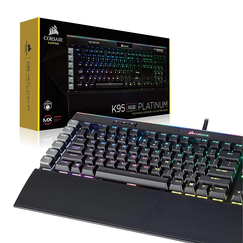 Corsair k95 rgb mechanical gaming keyboard-usb passthrough-cherry mx speed- black