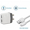 Airtree Dual Port 12W 2.4A Fast Charger with Charge & Sync USB Cable   (White, Grey, Cable Included)