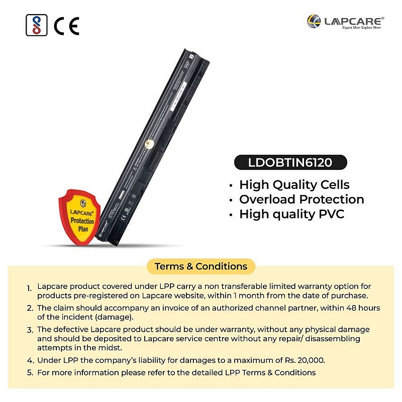 Lapcare LDOBTIN6120 4-Cell 2000 mAh 14.8V Laptop Battery