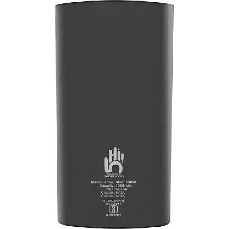 Videocon 10000 mAh Power Bank Black Lithium Polymer