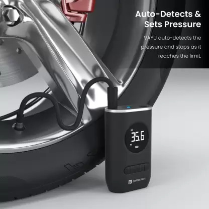 Portronics Vayu 4000maH Portable Tyre Inflator With Auto Shut-Off Function (Black) Portronics Vayu 4000maH Portable Tyre Inflator With Auto Shut-Off Function (Black)