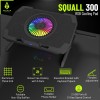 Archer Tech Lab, Squall 300 RGB Gaming Laptop Cooling Pad Stand with Aluminium Metal Grid, 5 Turbo Fans Dual USB Ports 7 Adjustable Angles Elevation Bracket & Phone Holder (Supports Upto 17" Laptop)