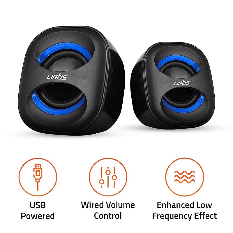 Artis Mini 2.0 USB Multimedia Speakers Blue