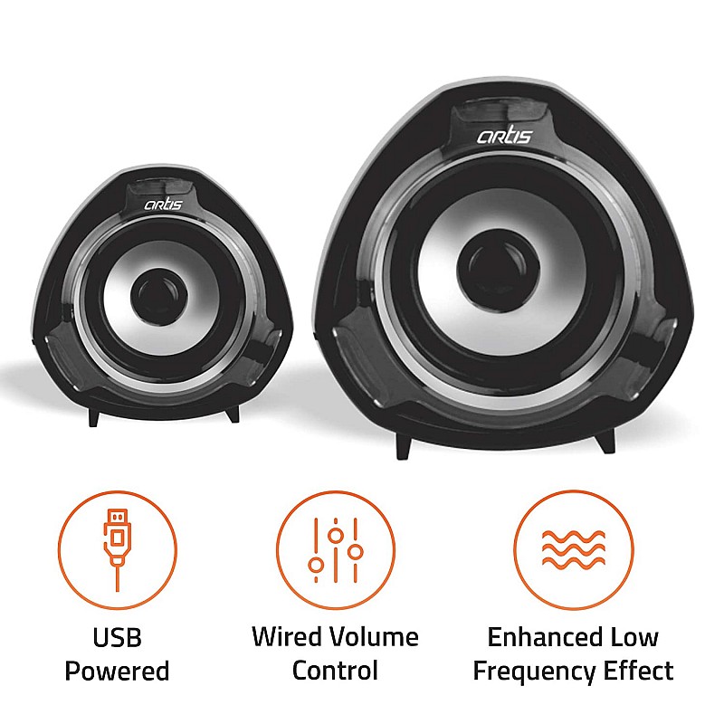 Artis S9 2.0 USB Multimedia Speakers (Black)(6W RMS Output)