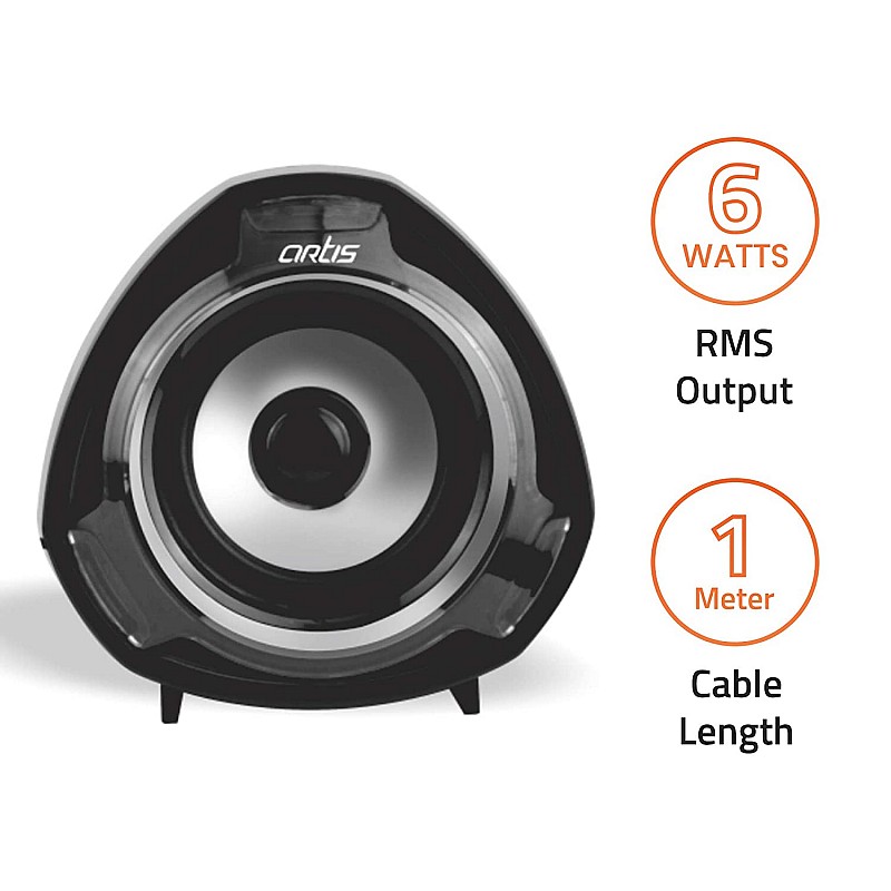 Artis S9 2.0 USB Multimedia Speakers (Black)(6W RMS Output)