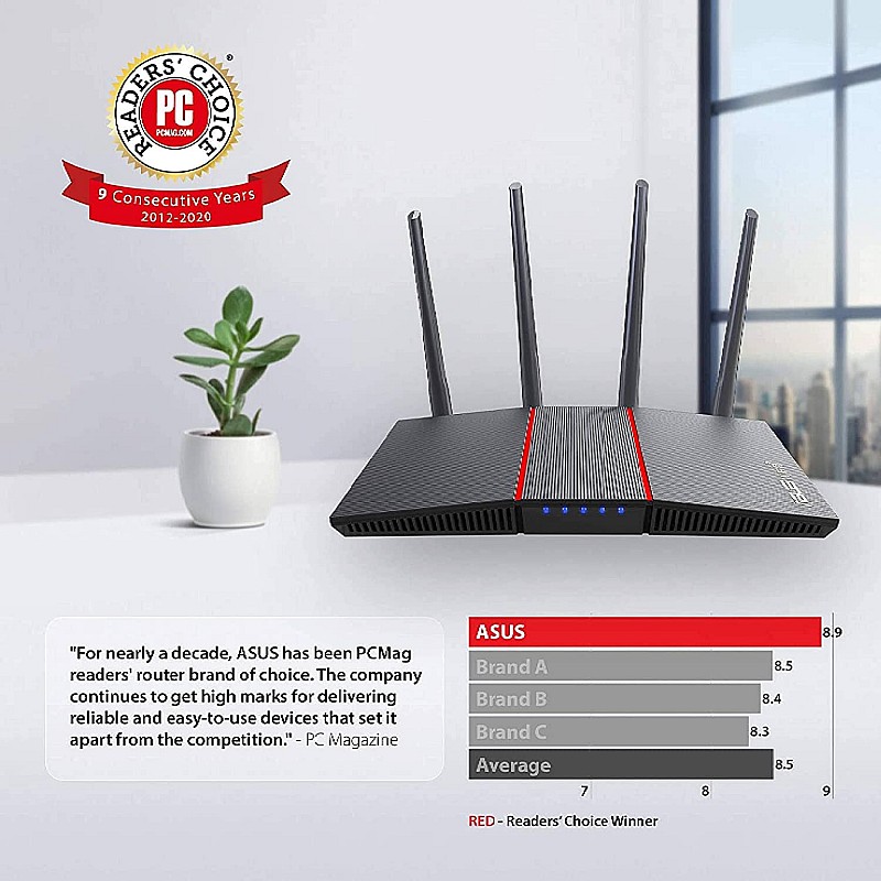 Asus RT-AX55 AX1800 Dual Band WiFi 6 Black Router