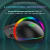 Aula F812 Wired Gaming Mouse, Macro - Hexagonal Computer Mice with RGB Backlit |7 Customized Marco Keys with Light Effect, Adjustable 4800 DPI Optical Sensor (Black)