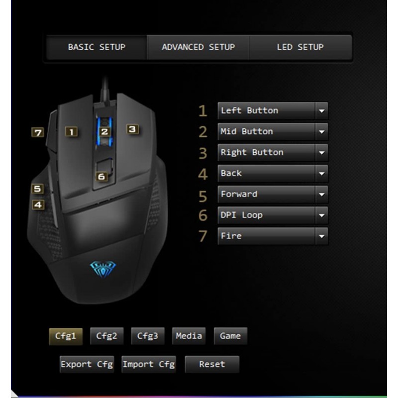 Aula F812 Wired Gaming Mouse, Macro - Hexagonal Computer Mice with RGB Backlit |7 Customized Marco Keys with Light Effect, Adjustable 4800 DPI Optical Sensor (Black)