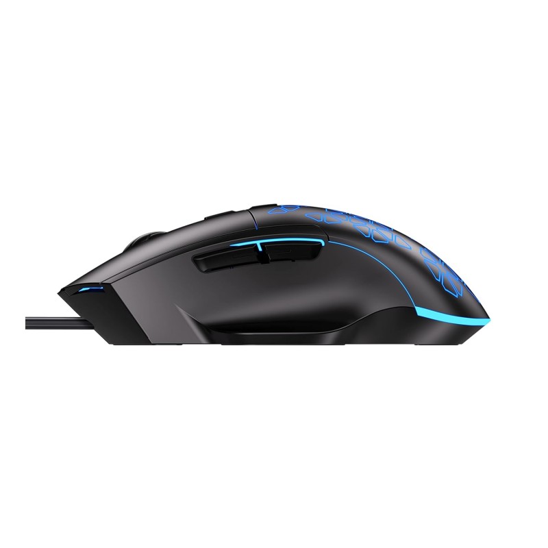 Aula F812 Wired Gaming Mouse, Macro - Hexagonal Computer Mice with RGB Backlit |7 Customized Marco Keys with Light Effect, Adjustable 4800 DPI Optical Sensor (Black)