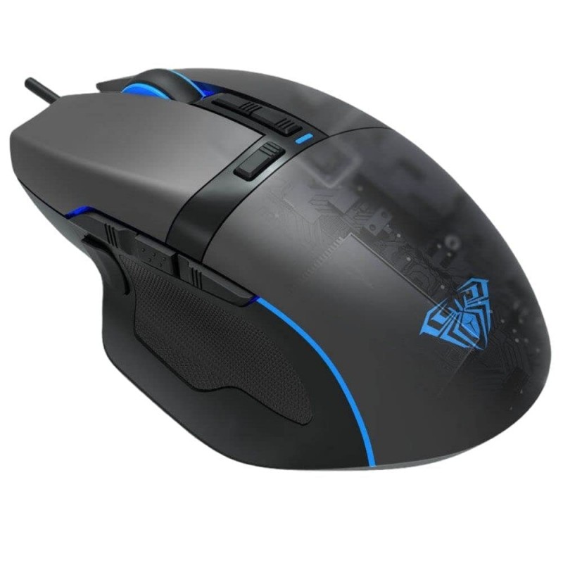 Aula F812 Wired Gaming Mouse, Macro - Hexagonal Computer Mice with RGB Backlit |7 Customized Marco Keys with Light Effect, Adjustable 4800 DPI Optical Sensor (Black)