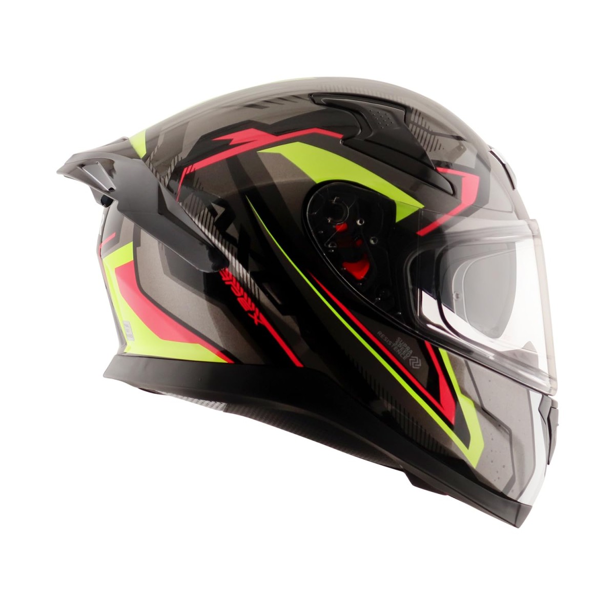 Axor Apex Roadtrip ISI DOT & ECE Certified Full Face Dual Visor Helmet for Men and Women with Outer Clear Visor and Inner Smoke Sun Visor ( Black Grey Helmet, Size: L)