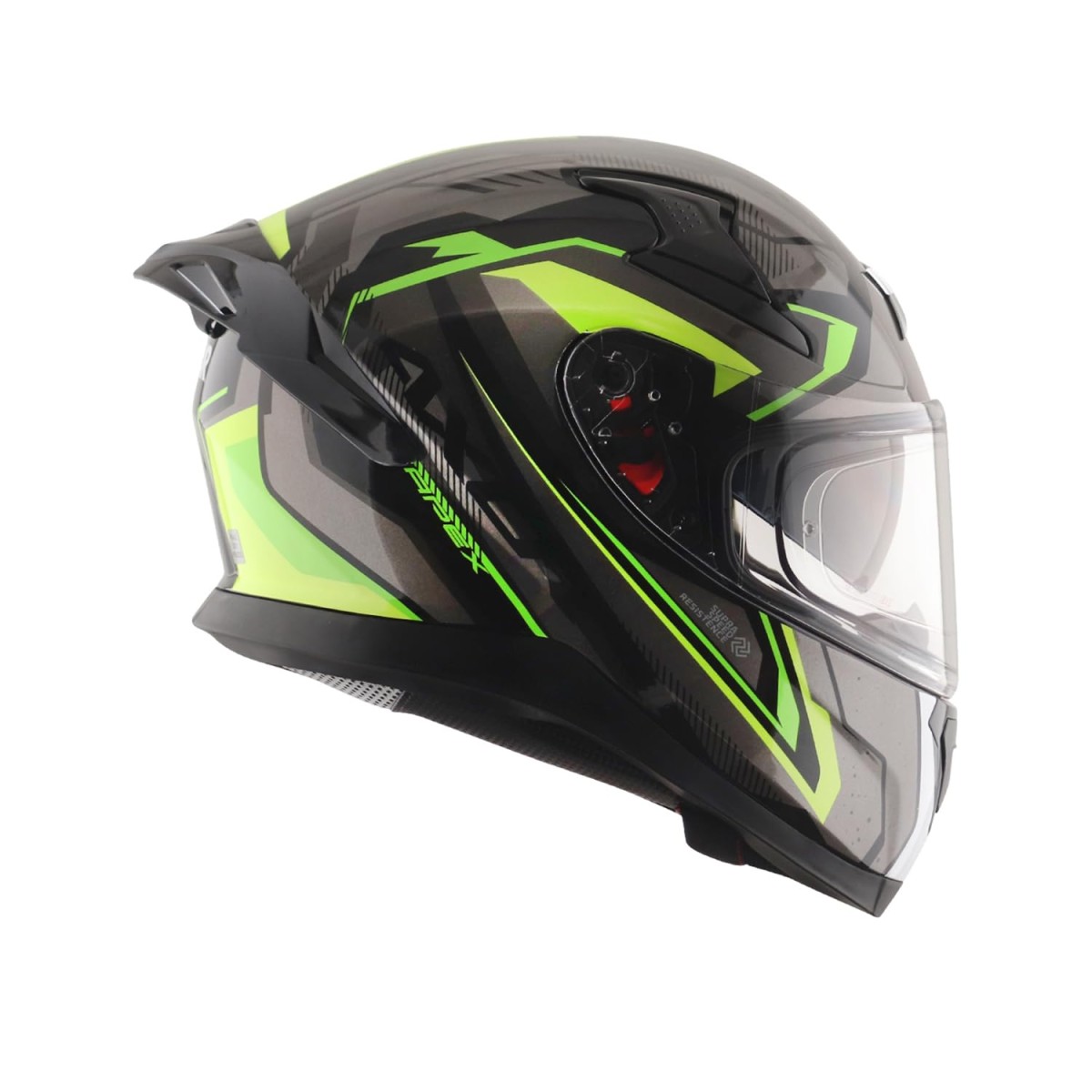 Axor Apex Roadtrip ISI DOT & ECE Certified Full Face Dual Visor Helmet for Men and Women with Outer Clear Visor and Inner Smoke Sun Visor ( Black Grey Helmet, Size: L)