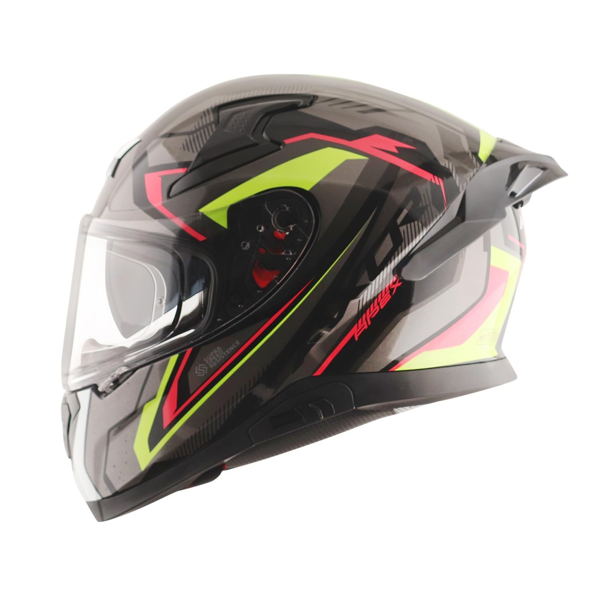 Axor Apex Roadtrip ISI DOT & ECE Certified Full Face Dual Visor Helmet for Men and Women with Outer Clear Visor and Inner Smoke Sun Visor ( Black Grey Helmet, Size: L)