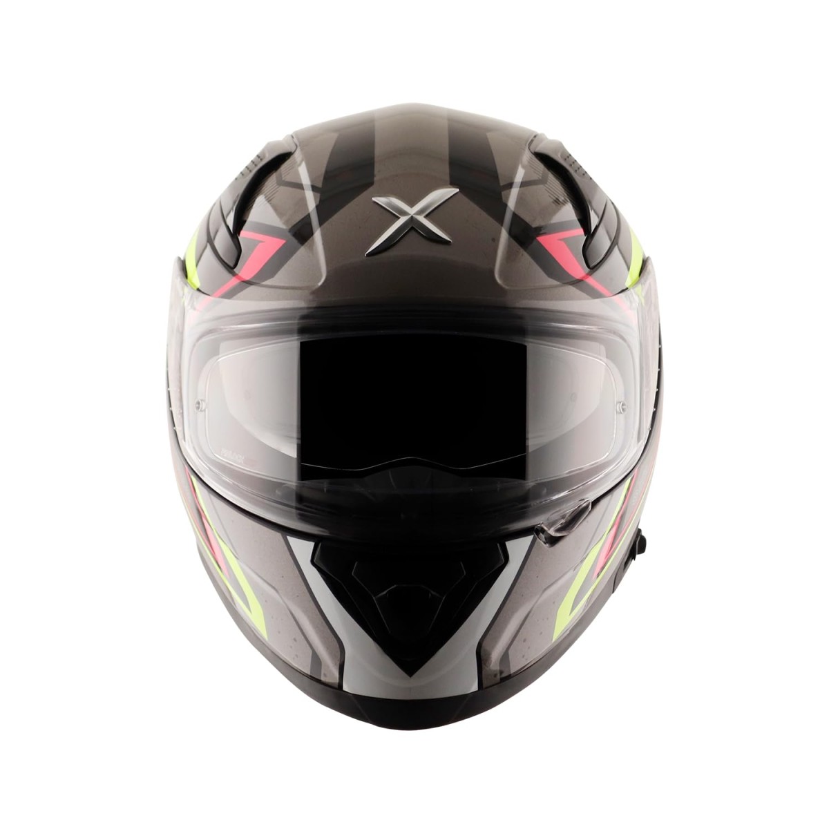 Axor Apex Roadtrip ISI DOT & ECE Certified Full Face Dual Visor Helmet for Men and Women with Outer Clear Visor and Inner Smoke Sun Visor ( Black Grey Helmet, Size: L)