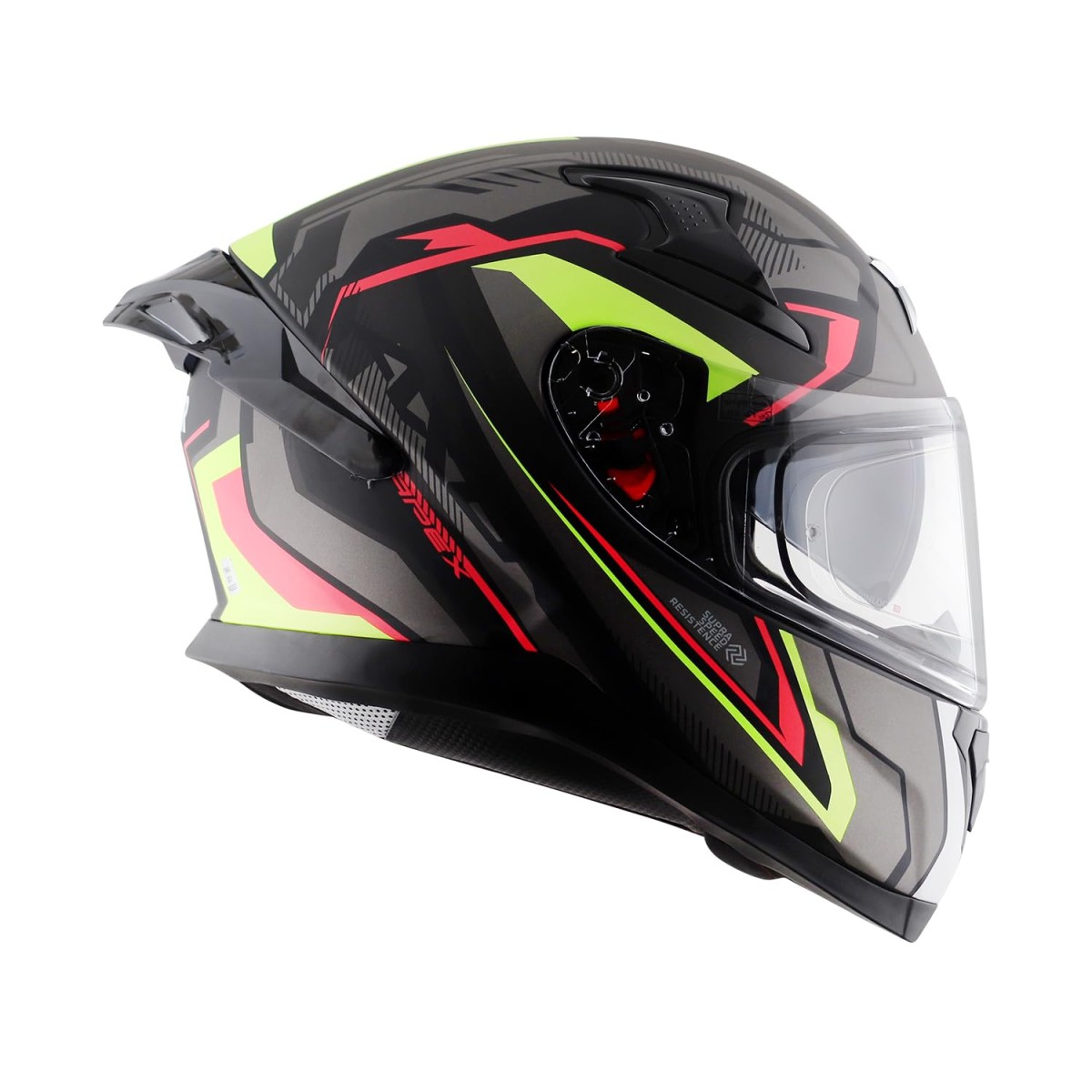 Axor Apex Roadtrip ISI DOT & ECE Certified Full Face Dual Visor Helmet for Men and Women with Outer Clear Visor and Inner Smoke Sun Visor ( Black Grey Helmet, Size: L)