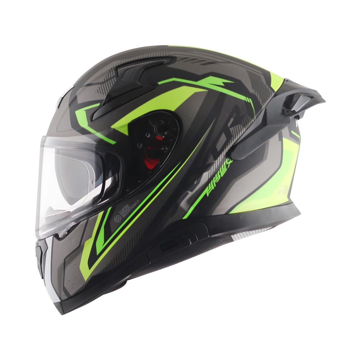 Axor Apex Roadtrip ISI DOT & ECE Certified Full Face Dual Visor Helmet for Men and Women with Outer Clear Visor and Inner Smoke Sun Visor ( Black Grey Helmet, Size: L)