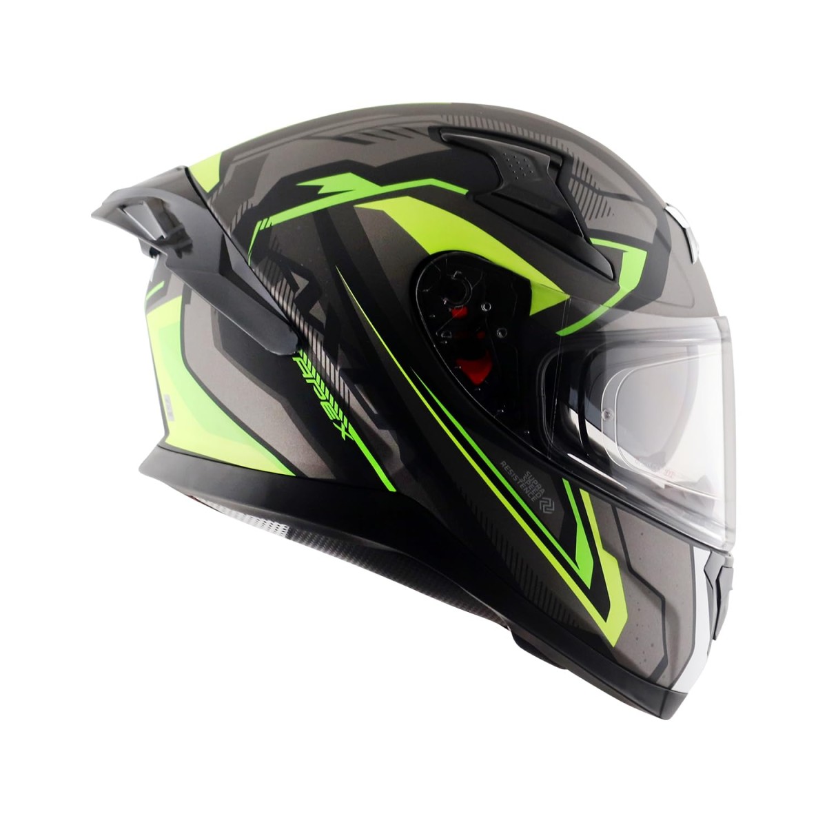 Axor Apex Roadtrip ISI DOT & ECE Certified Full Face Dual Visor Helmet for Men and Women with Outer Clear Visor and Inner Smoke Sun Visor ( Black Grey Helmet, Size: L)