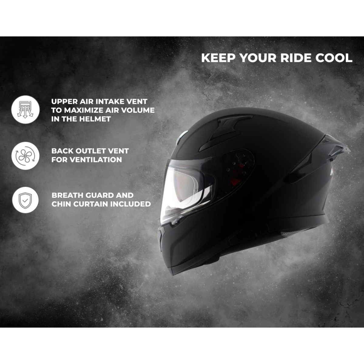 Axor Apex Solid ISI ECE DOT Certified Matt Black Full Face Dual Visor Helmet for Men and Women with Pinlock Fitted Outer Clear Visor and Inner Smoke Sun Visor Dull Black(L)
