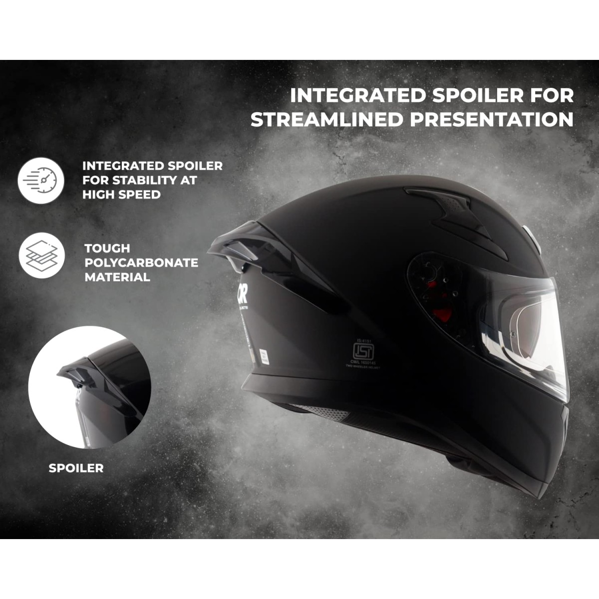 Axor Apex Solid ISI ECE DOT Certified Matt Black Full Face Dual Visor Helmet for Men and Women with Pinlock Fitted Outer Clear Visor and Inner Smoke Sun Visor Dull Black(L)
