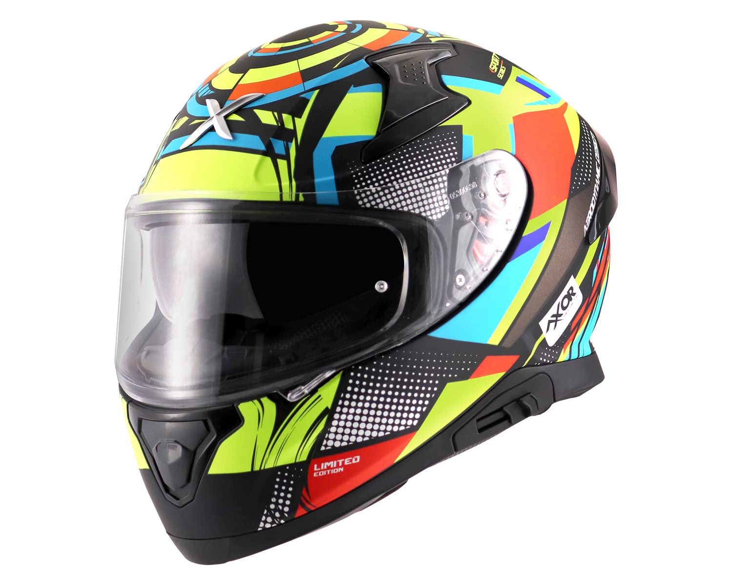 Axor Apex Vivid Dull Black Neon Yellow Helmet Motorbike Helmet -XL