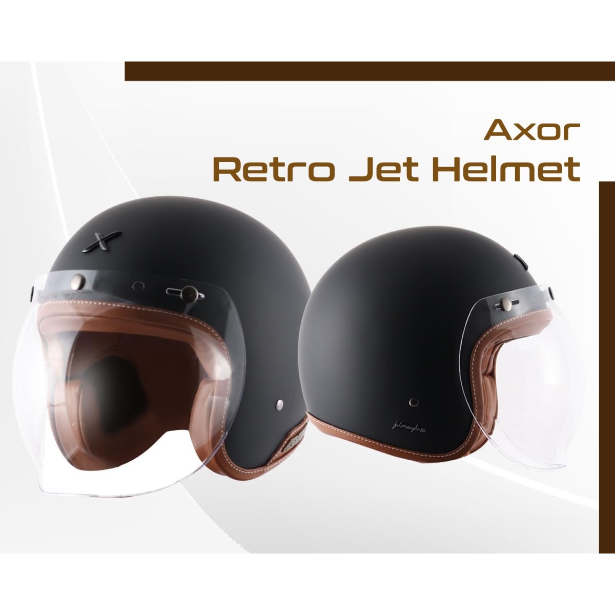 Axor Retro Jet Leather Dull Black Helmet-L