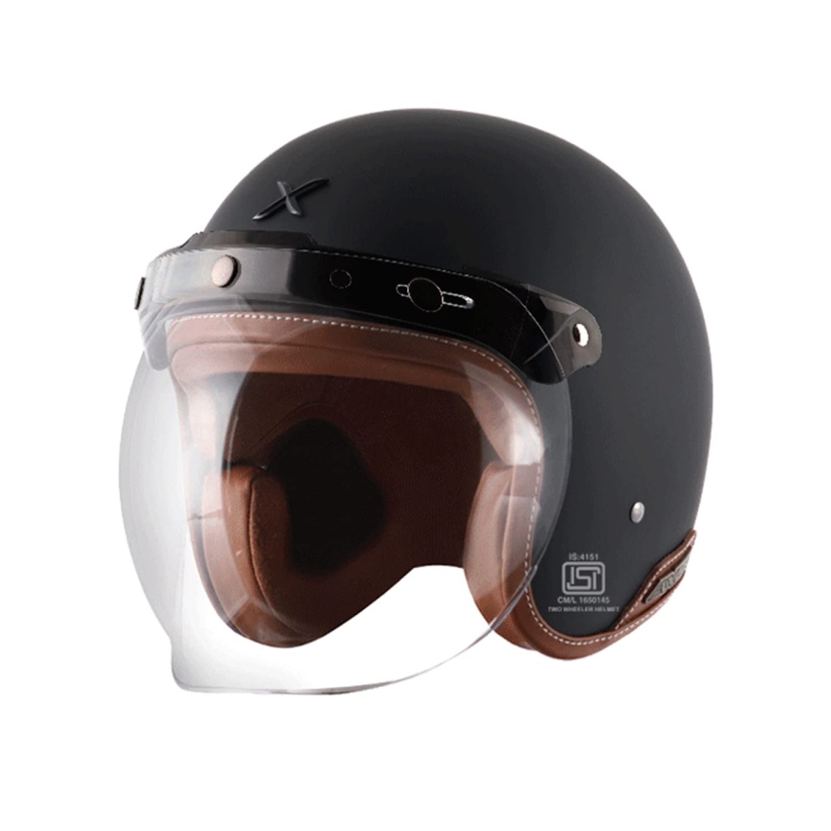 Axor Retro Jet Leather Dull Black Helmet-L