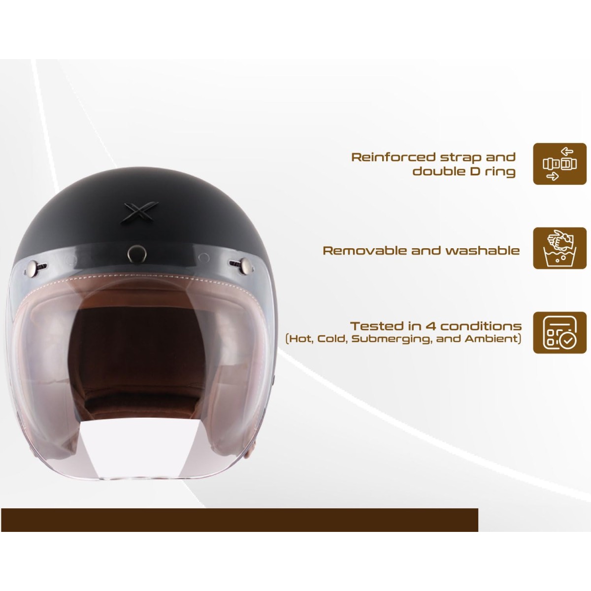 Axor Retro Jet Leather Dull Black Helmet-L