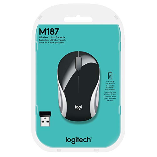 Logitech M187 Ultra Portable Wireless Mouse, 2.4 GHz with USB Receiver (Black)