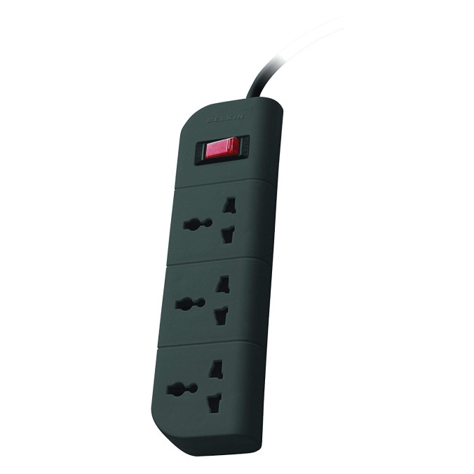 Belkin Essential Series 3-Socket Surge Protector Universal Socket with 5ft Heavy Duty Cable (Grey) Belkin Essential Series 3-Socket Surge Protector Universal Socket with 5ft Heavy Duty Cable (Grey)
