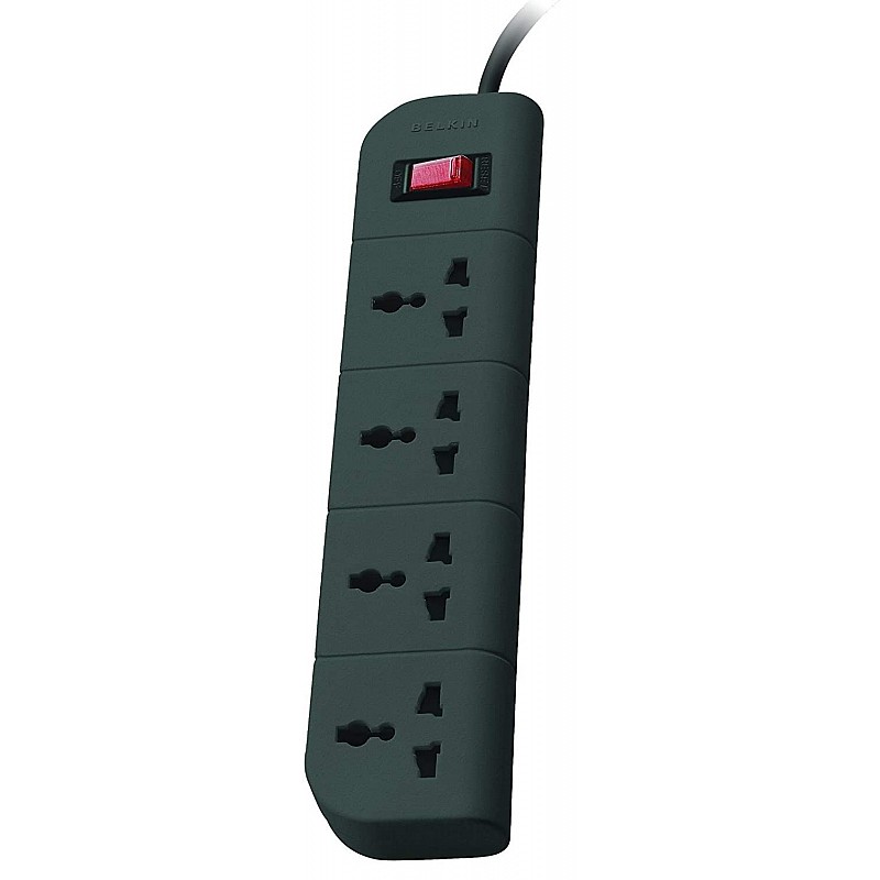 Belkin Essential Series 4-Socket Surge Protector Universal Socket with 5ft Heavy Duty Cable Grey 