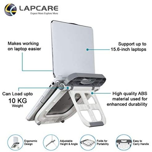 Lapcare Multi Functional Laptop Stand with Auto-Lock Joint and Max Load of 10Kg (White) Lapcare Multi Functional Laptop Stand with Auto-Lock Joint and Max Load of 10Kg (White)