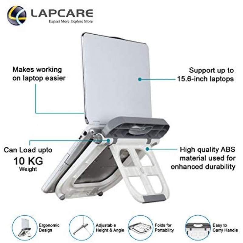 Lapcare Multi Functional Laptop Stand with Auto-Lock Joint and Max Load of 10Kg (White)