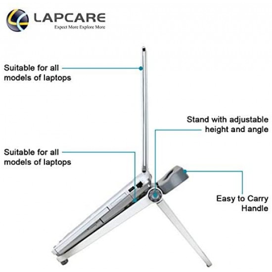 Lapcare Multi Functional Laptop Stand with Auto-Lock Joint and Max Load of 10Kg (White)