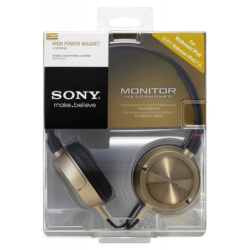 Sony MDR-ZX300/NQIN On-Ear Headphone (Gold) 