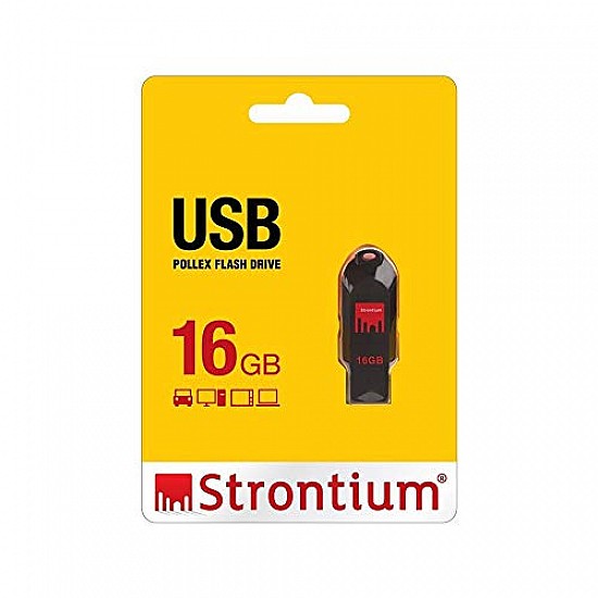 Strontium Pollex 16GB USB Pen Drive (Black/Red)