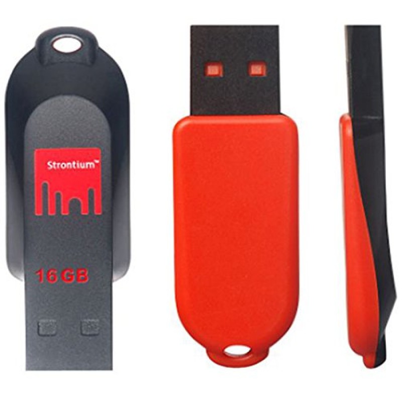 Strontium Pollex 16GB USB Pen Drive (Black/Red)