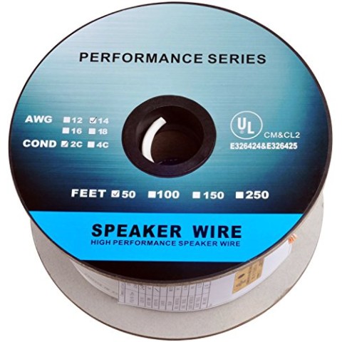 C&E CNE62686 Premium Series CL2 Rated 2-Conductor 14 Gauge in Wall Speaker Wire Cable (50 Feet / 15 Meters) C&E CNE62686 Premium Series CL2 Rated 2-Conductor 14 Gauge in Wall Speaker Wire Cable (50 Feet / 15 Meters)