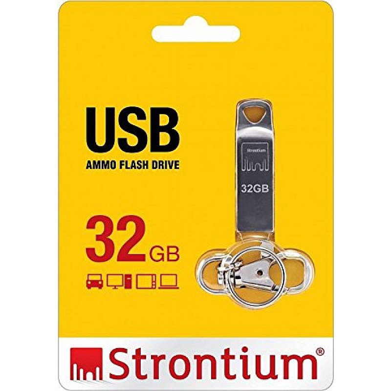 Strontium Ammo 32GB 2.0 USB Pen Drive (Silver)