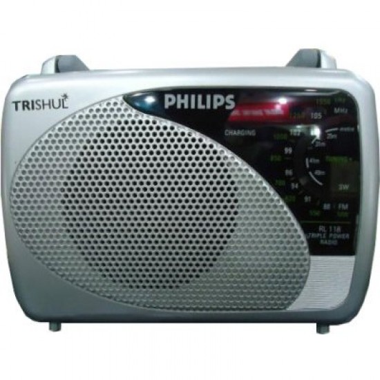 Philips Radio RL118/94 with MW/SW/FM Bands, 200mW RMS sound output, Built in rechargeable battery