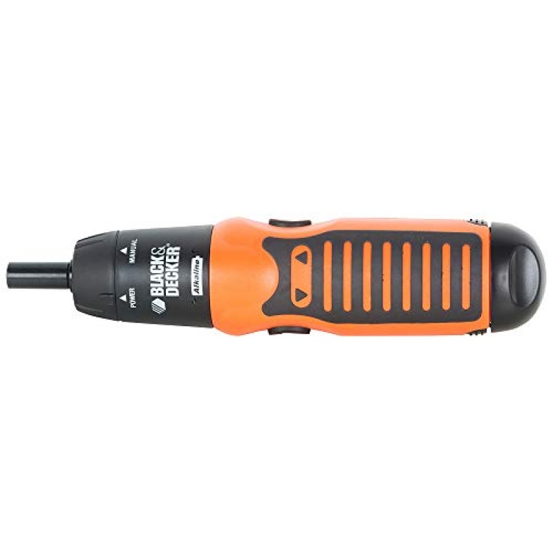 BLACK+DECKER A7073 6V Battery Powered Screwdriver with onboard LED Light & 14 pc bits included (A7073-IN)