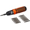 BLACK+DECKER A7073 6V Battery Powered Screwdriver with onboard LED Light & 14 pc bits included (A7073-IN)