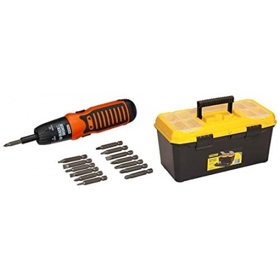 BLACK+DECKER A7073 6V Battery Powered Screwdriver with onboard LED Light & 14 pc bits included (A7073-IN)