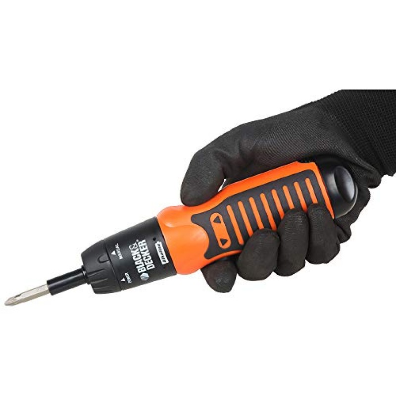 BLACK+DECKER A7073 6V Battery Powered Screwdriver with onboard LED Light & 14 pc bits included (A7073-IN)