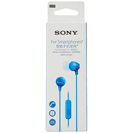 Sony MDR-EX15AP In-Ear Stereo Headphones with Mic Blue