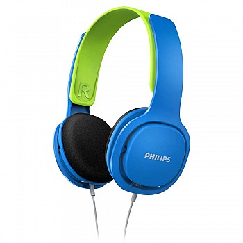 Philips Audios SHK2000BL Kids Headphone, Ergonomic,Adjustable, with (Blue/Green) 