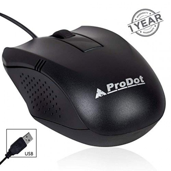 ProDot Universal MU253s USB 1000 DPI Wired Optical Mouse (Black)