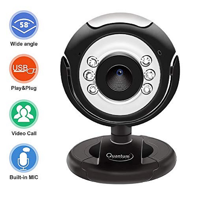 Quantum QHM495LM 6 Light Webcam For Laptop And Desktop (Black)