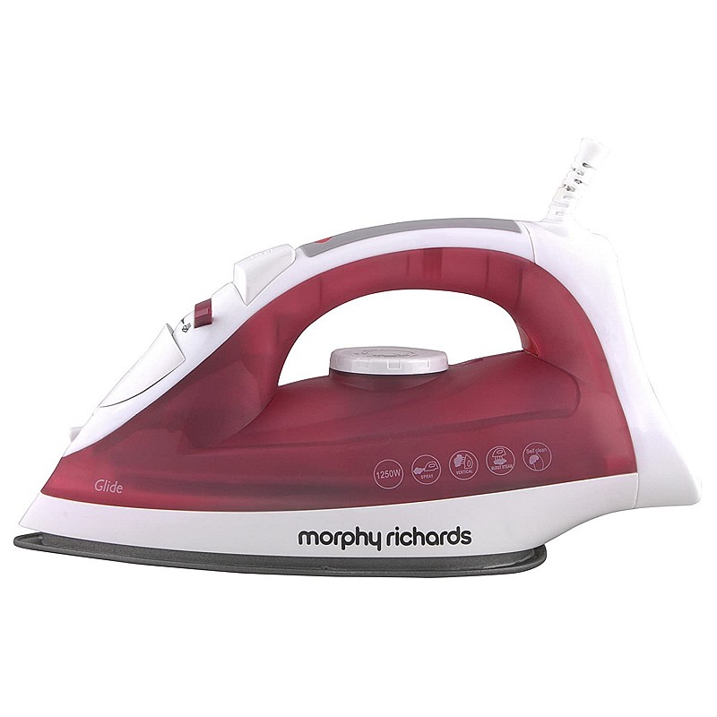 Morphy Richards Glide 1250-Watt Steam Iron (White/Red)