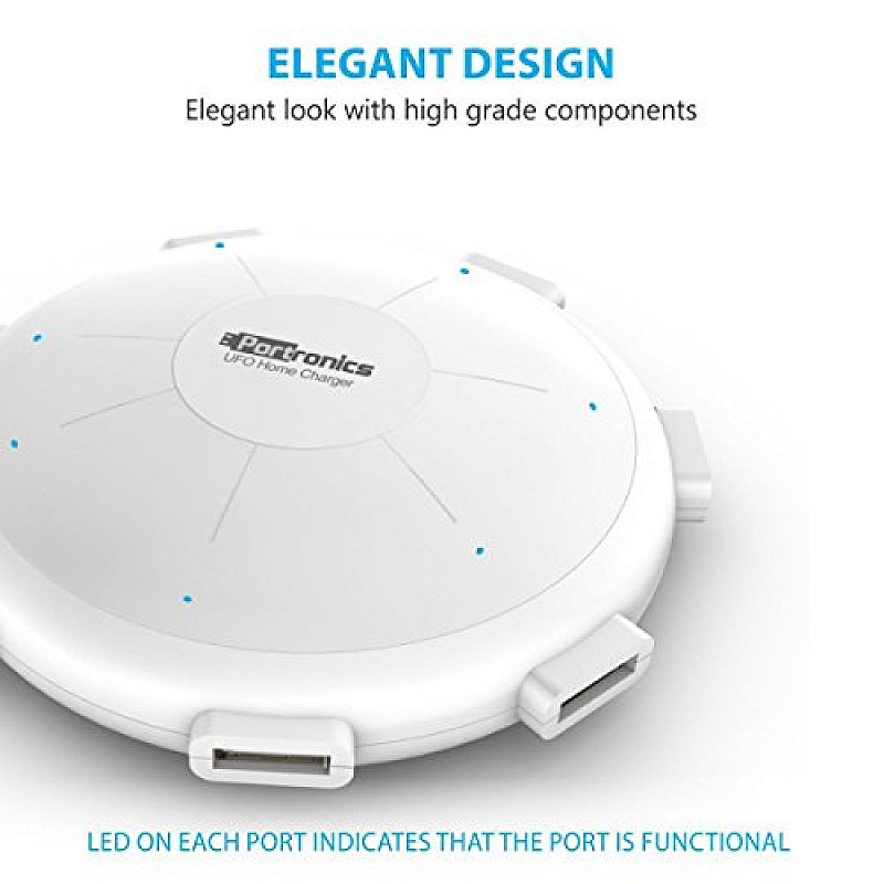 Portronics POR 343 UFO 6 Ports 8A Home Charging Station (White)